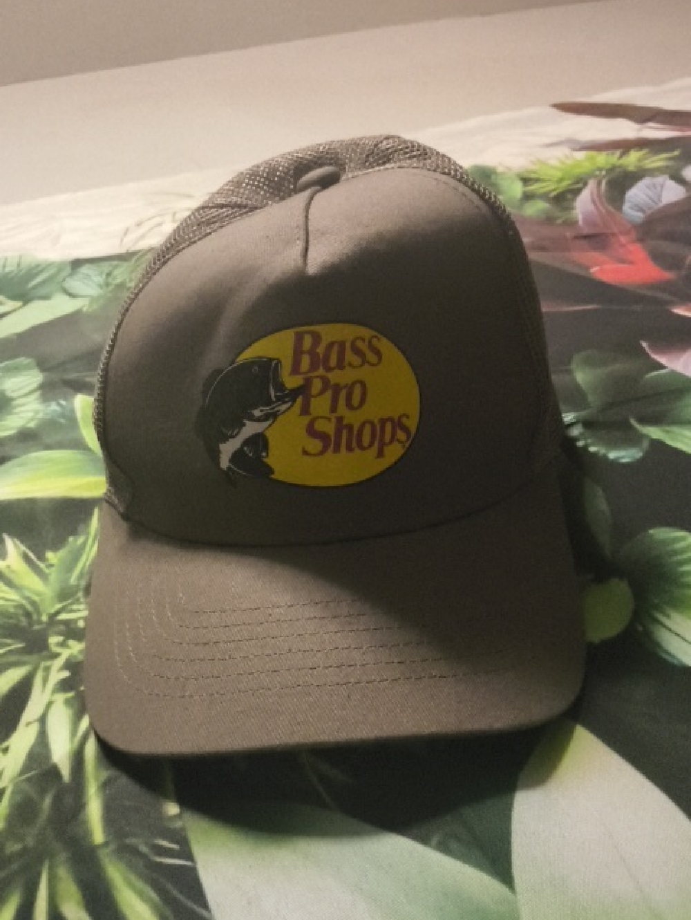 Bass Pro Shops Olive Green Trucker Cap with Yellow Logo-youth
